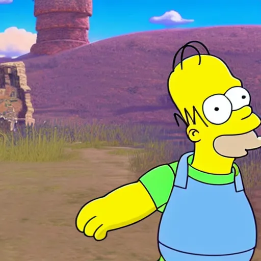 Image similar to homer simpson in breath of the wild