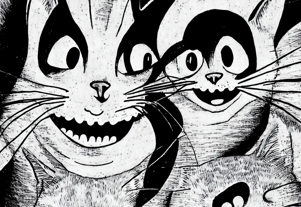 Image similar to smiling cat by junji ito