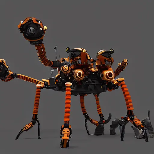 Image similar to hexapod robot beast, convex, kitbashing, robot, unreal engine, 4 k