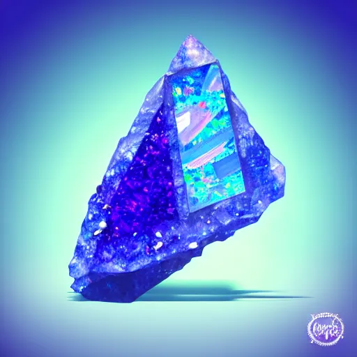 Image similar to a rare mineral rock, in a dark studio room, vaporwave theme. Microscopic view. Tanzanite, Opal, Kunzite. in the style of artgerm.