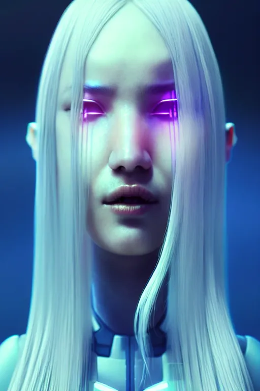 Image similar to family android women, scifi, futuristic design, bae suzy, long white hair, character design, cinematic lighting, highly detailed, by beeple, goro fujita, smooth gradient.