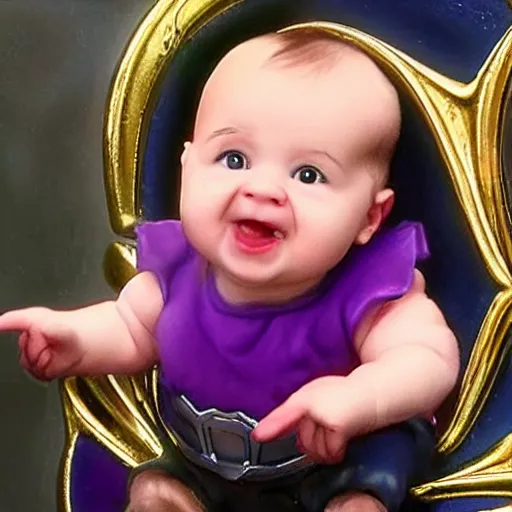 Prompt: Thanos as a cute little baby