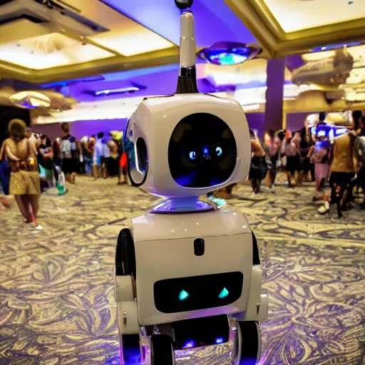 Image similar to LAS VEGAS, NV JUNE 7 2024: One of the best cutest very self-aware robots to emerge from the friendly-future-technology-portal.