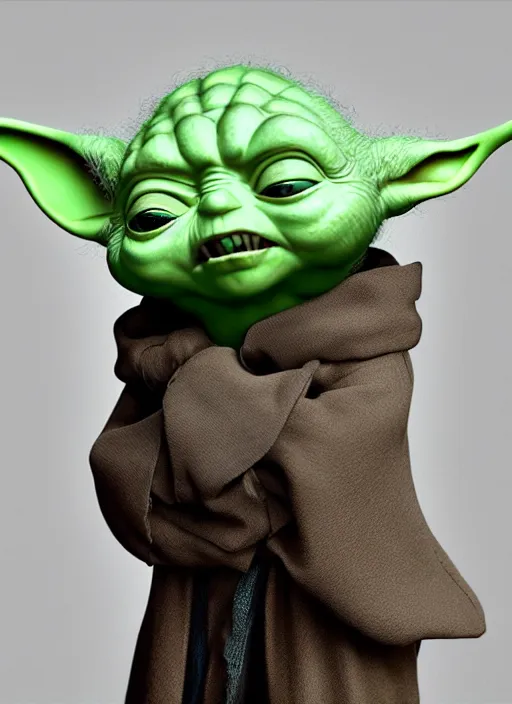 Image similar to a Yoda singing, flowing hair in the style of pixar animation, full body shot, viewed from bellow, award winning, hyper detailed, studio lighting, artstation, octane renderer, unreal engine