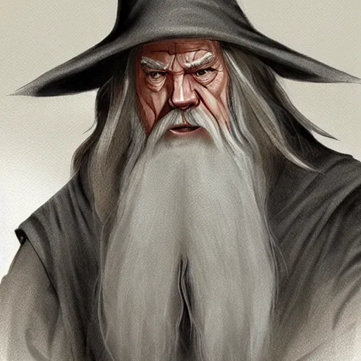 Image similar to Gandalf draws stares and glares at the busy Starbucks, concept art