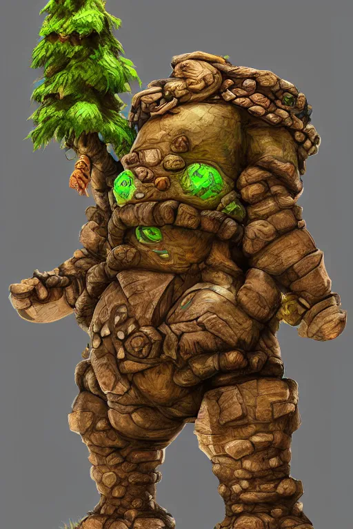 Image similar to zelda fantasy art giant golem troll wood rock greeble gemstone, global illumination ray tracing hdr fanart arstation by sung choi and eric pfeiffer and gabriel garza and casper konefal