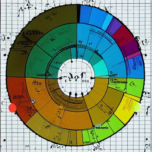 Prompt: a scientific diagram of several small colorful planets orbiting each other