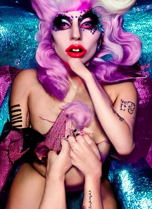 Prompt: lady gaga photoshoot by david lachapelle studio lighting Highly realistic. High resolution. Highly detailed. Dramatic. 8k.4k.