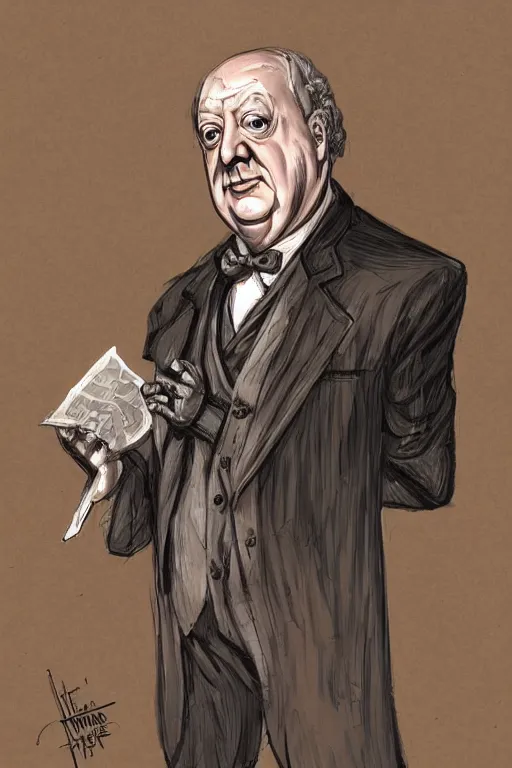 Prompt: alfred hitchcock portrait as a dnd character fantasy art.