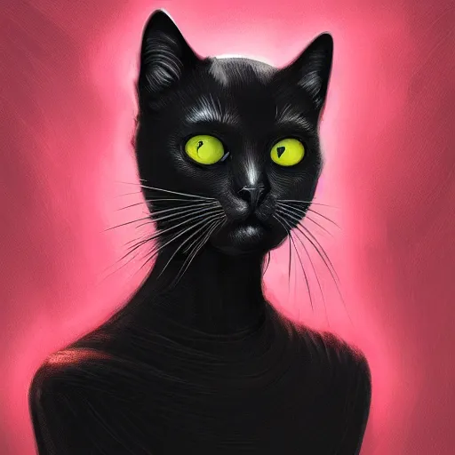 Prompt: a selfie of a black cat from the matrix , fantasy, intricate, young and cute girl, highly detailed, digital painting, artstation, concept art, smooth, sharp focus, illustration