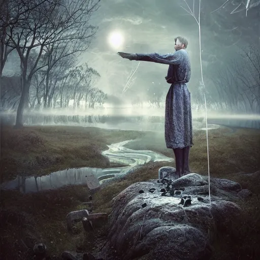 Image similar to Editorial Masterpiece extremely realistic Arcane elemental High Orders Nephilim Virtues figure infused with coalesced crystalline Magical fire by Erik Johansson, perfect light