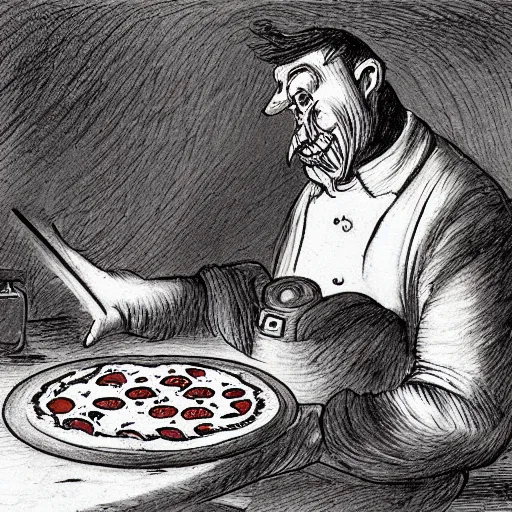 Image similar to pizza! making troll! by theodor kittelsen