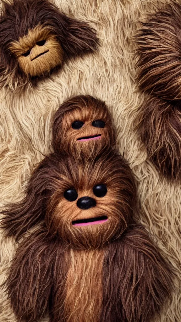 Prompt: chewbacca reimagined as a cute children ’ s plushie. color harmony, 8 k detail, gallery quality, hd wallpaper, premium prints available, hyper - detailed, intricate design.