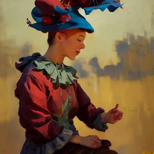 Image similar to greg manchess portrait of a jester hat, organic painting, sunny day, matte painting, bold shapes, hard edges, street art, trending on artstation, by huang guangjian, gil elvgren, ruan jia, randy vargas, greg rutkowski