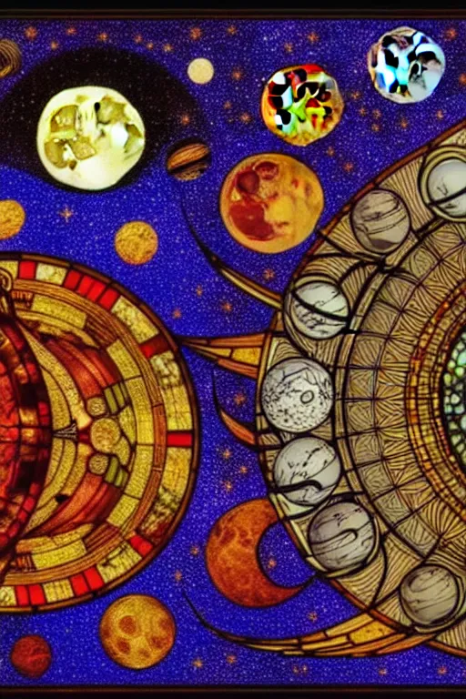 Prompt: celestial bodies in the style of stained glass, full moon, eclipse, intricate, highly detailed, sharp, artstation 4k 8k