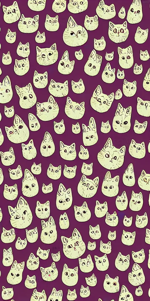 Prompt: seamless pattern of cute cats symmetrical, repeating 3 5 mm photography