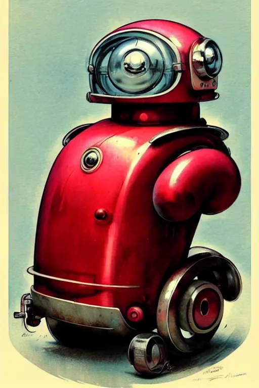 Image similar to ( ( ( ( ( 1 9 5 0 s retro future android robot fat robot dog wagon. muted colors., ) ) ) ) ) by jean - baptiste monge,!!!!!!!!!!!!!!!!!!!!!!!!! chrome red