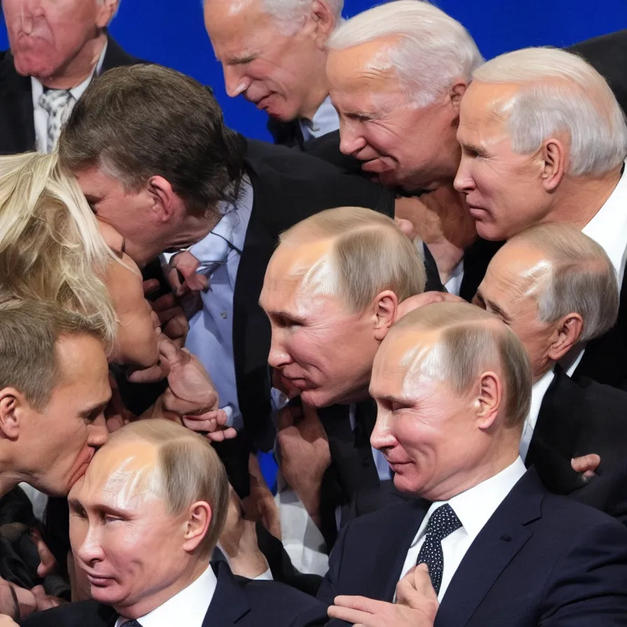 Image similar to putin kisses biden.