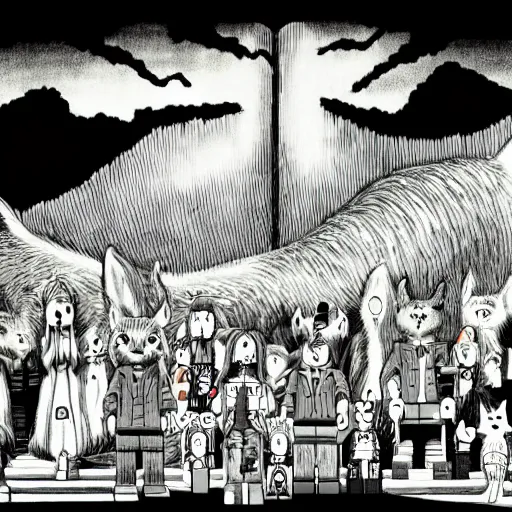 Prompt: Beastars Legoshi by Kentaro Miura :: Manga panel,