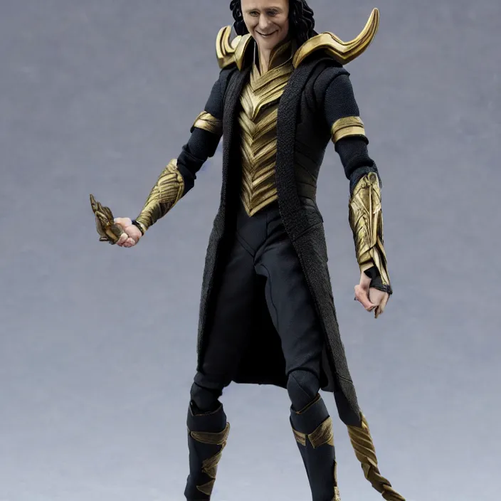 Image similar to tom hiddleston, a goodsmile figure of tom hiddleston, loki, figurine, detailed product photo