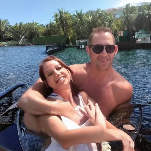 Image similar to photo of a 4 0 year old white man living thinking he's living the best life possible. he looks young for his age. he is dating a young woman, but other women are flocking to him and can be seen dancing around him in a seductive manner.