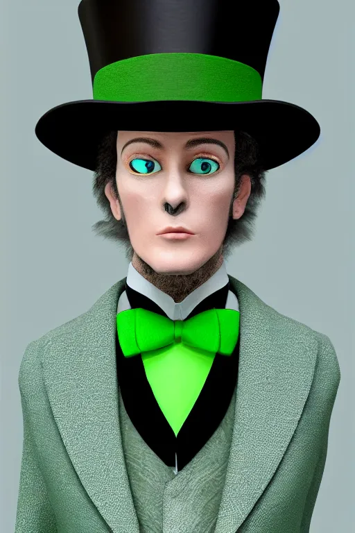 Image similar to Crow wearing a green formal overcoat and top hat, hyperrealistic, concept art, octane render, unreal engine 5, trending on DeviantArt, highly detailed, high quality, 8K, soft lighting, cute, natural lighting, realistic face, trending on Artstation, elegant clothes, profile picture, path traced, house background