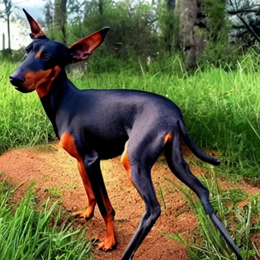 Prompt: photo of a doberman ant hybrid