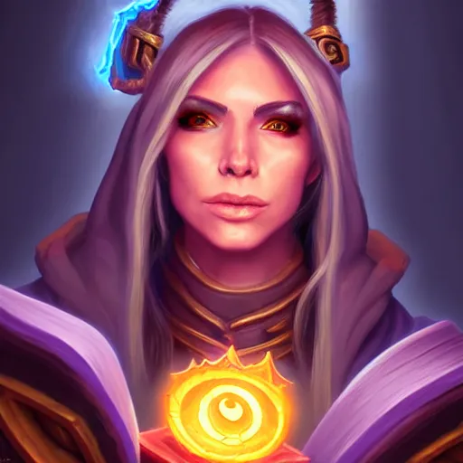 Image similar to Portrait of a sorceress, Hearthstone official trending art, exagerated accurate details