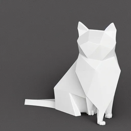 Prompt: low polygon render of a cat on a white background, isometric 3d, ultra hd