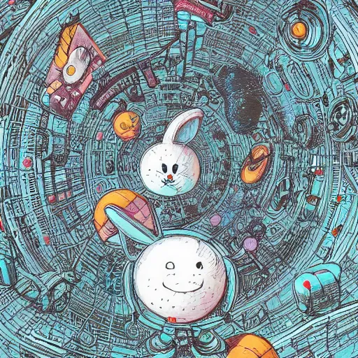 Image similar to A lost sci-fi rabbit, space rabbit, interstellar black hole, by James Jean And WLOPPRO