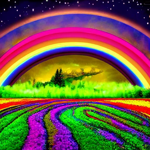 Prompt: rainbow cosmic forest