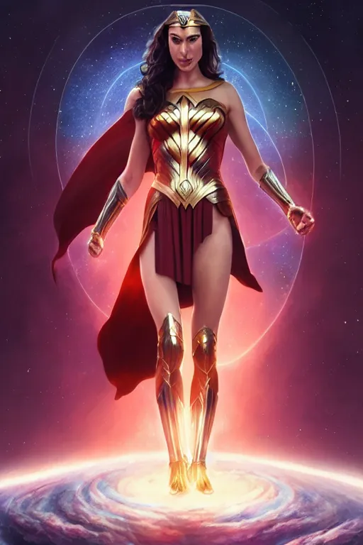 Image similar to Gal Gadot as Queen of the Cosmos, anatomy, only two hands, highly detailed, digital painting, artstation, concept art, smooth, sharp focus, illustration, Unreal Engine 5, 8K, art by art by artgerm and greg rutkowski and edgar maxence