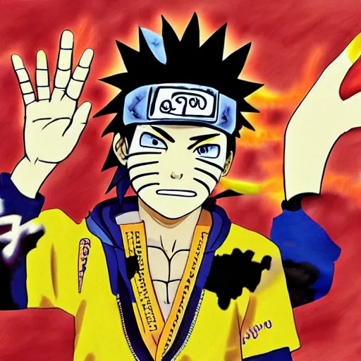 Prompt: Naruto in the style of Basquiat