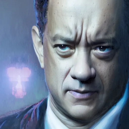 Image similar to a highly detailed matte portrait of tom hanks as a secret agent, epic fantasy, god rays, ultrawide lens, aerial photography, unreal engine, exquisite detail, 8 k, art by greg rutkowski and alphonse mucha