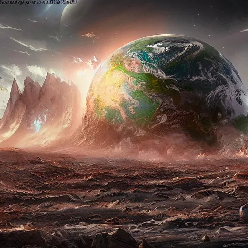 Prompt: earth destroyed by global warning by wlop