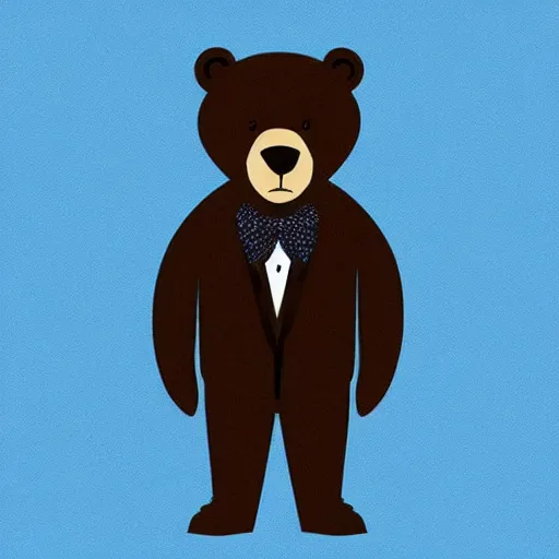 Image similar to “ bear in a suit portrait. illustration. art by ryan berkley. blue background. ”