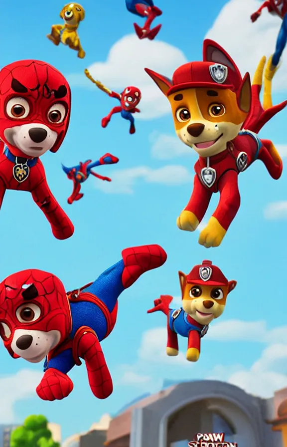 Image similar to Paw patrol spider-man