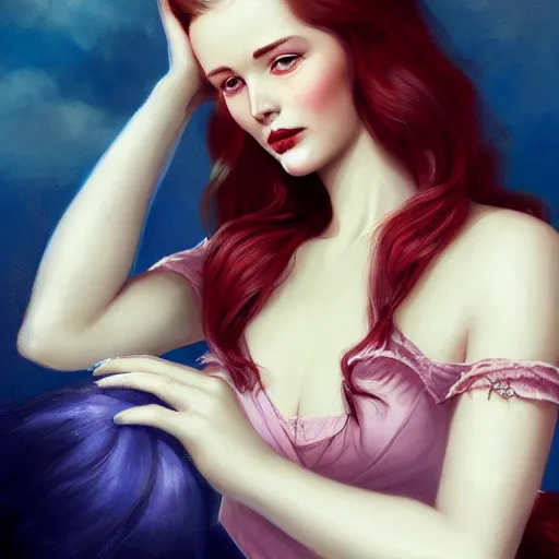 Image similar to a portrait of lily colins by charlie bowater and anna dittmann and gil elvgren.