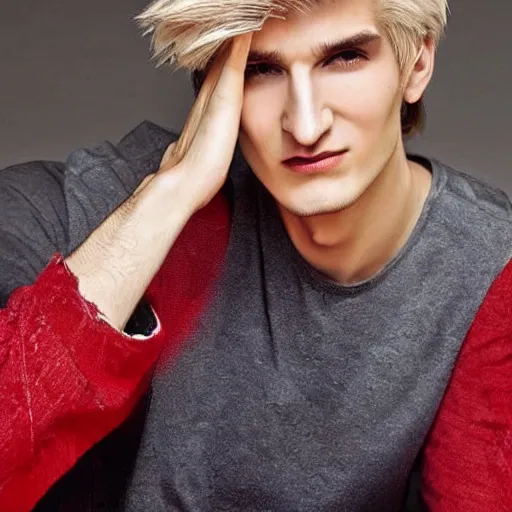 Image similar to really handsome gigachad xqc, beauty magazine photograph