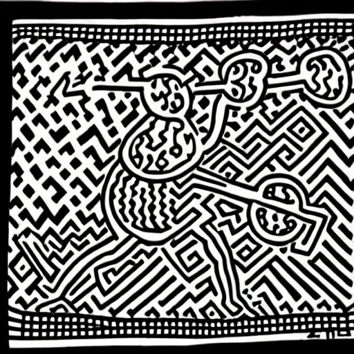 Prompt: zentangle by keith haring