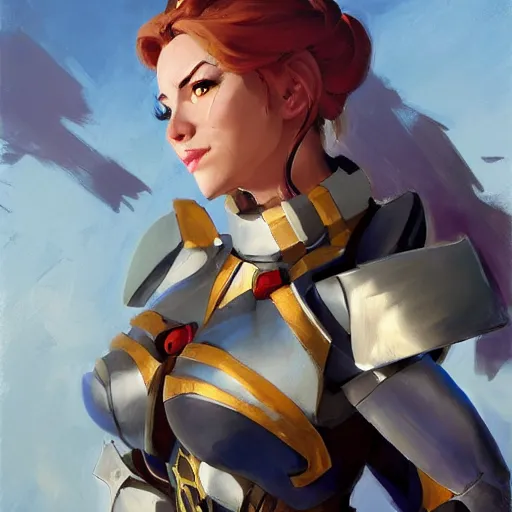 Image similar to greg manchess portrait painting of partially armored sallya from fire emblem as overwatch character, medium shot, asymmetrical, profile picture, organic painting, sunny day, matte painting, bold shapes, hard edges, street art, trending on artstation, by huang guangjian and gil elvgren and sachin teng