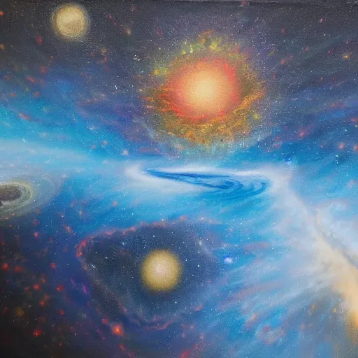 Prompt: god creates universe, oil canvas, 4 k, detailed