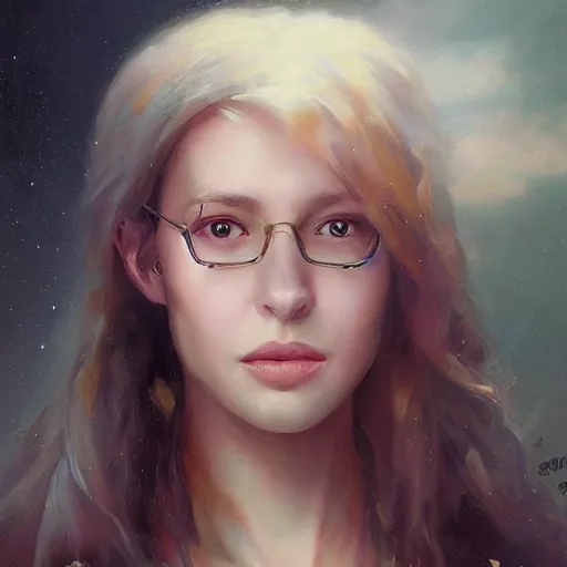 Image similar to portrait of a belgian woman ( 3 5 ) from belgium in 2 0 2 1, an oil painting by ross tran and thomas kincade