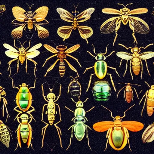 Prompt: a group of different types of insects on a white background, an illustration of by ernst haeckel, shutterstock contest winner, mingei, photoillustration, made of insects, wimmelbilder