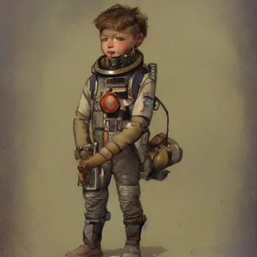 Image similar to (((((portrait of boy dressed as retro space explorer in an actionpose . muted colors.))))) by Jean-Baptiste Monge !!!!!!!!!!!!!!!!!!!!!!!!!!!