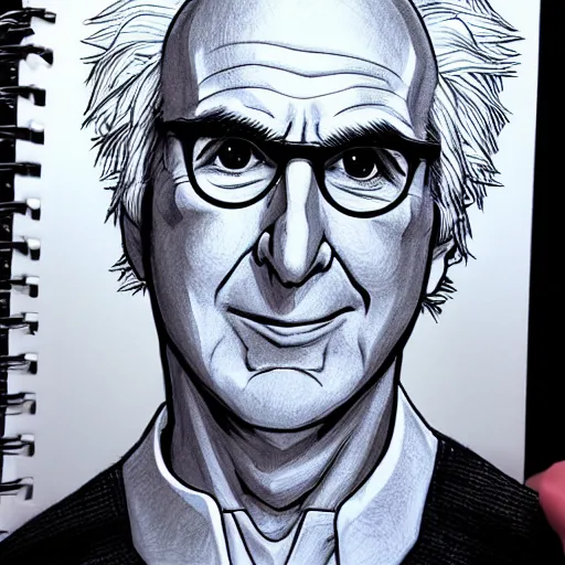 Image similar to super saiyan larry david, comic drawing style, artgerm