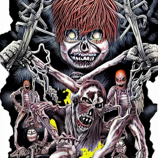 Image similar to iron maiden album with junji ito art