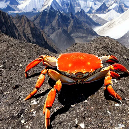Prompt: crab on top of mt. Everest