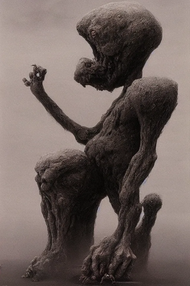 Image similar to a giant cute monster 4k by zdzisław beksiński