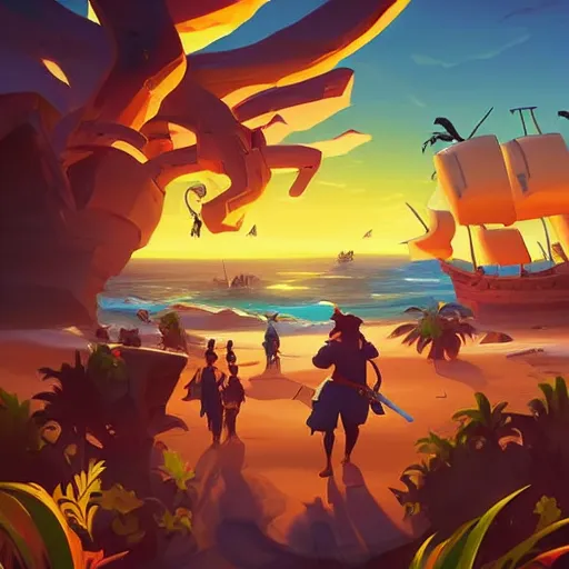 Image similar to painting treasure on sea of thieves game smooth median photoshop filter cutout vector, behance hd by jesper ejsing, by rhads, makoto shinkai and lois van baarle, ilya kuvshinov, rossdraws global illumination